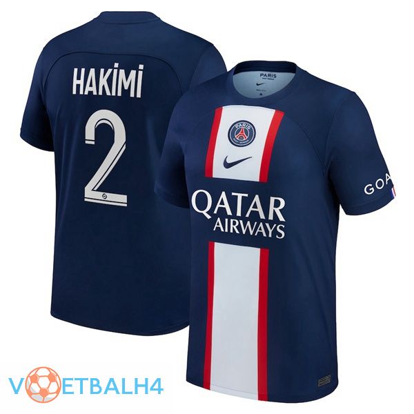 Paris PSG (Hakimi 2) voetbal jerseys thuis blauw koninklijk 2022-2023