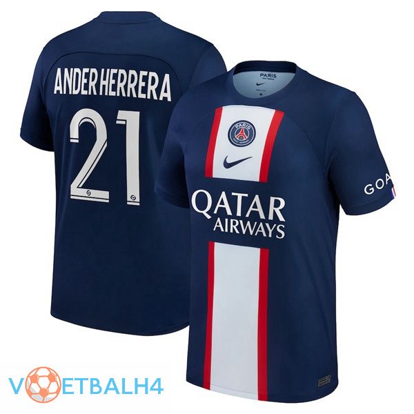 Paris PSG (Ander Herrera 21) voetbal jerseys thuis blauw koninklijk 2022-2023