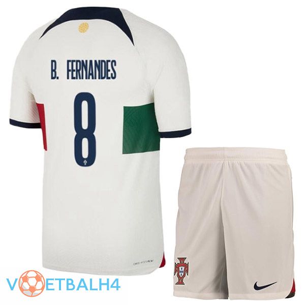 Portugal (J. MOUTINHO 8) kinderen voetbal jerseys uit wit rood 2022-2023