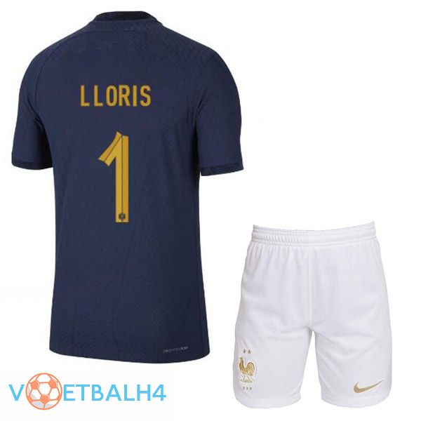 Frankrijk (LLORIS 1) kinderen voetbal jerseys thuis blauw koninklijk 2022-2023