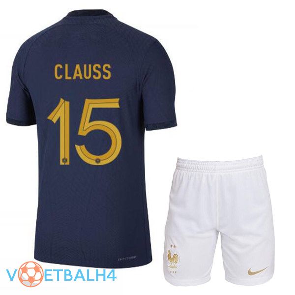 Frankrijk (CLAUSS 15) kinderen voetbal jerseys thuis blauw koninklijk 2022-2023