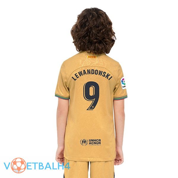 FC Barcelona (LEWANDOWSKI 9) kinderen voetbal jerseys uit geel 2022-2023