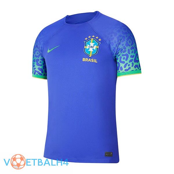 Brazilië voetbal jersey uit blauw wereldbeker 2022