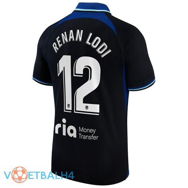 Atletico Madrid (Renan Lodi 12) voetbal jersey uit zwart 2022/2023