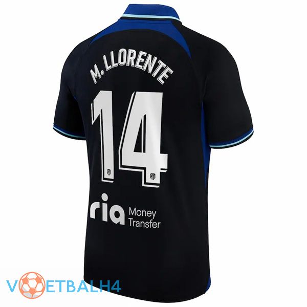 Atletico Madrid (M. Llorente 14) voetbal jersey uit zwart 2022/2023