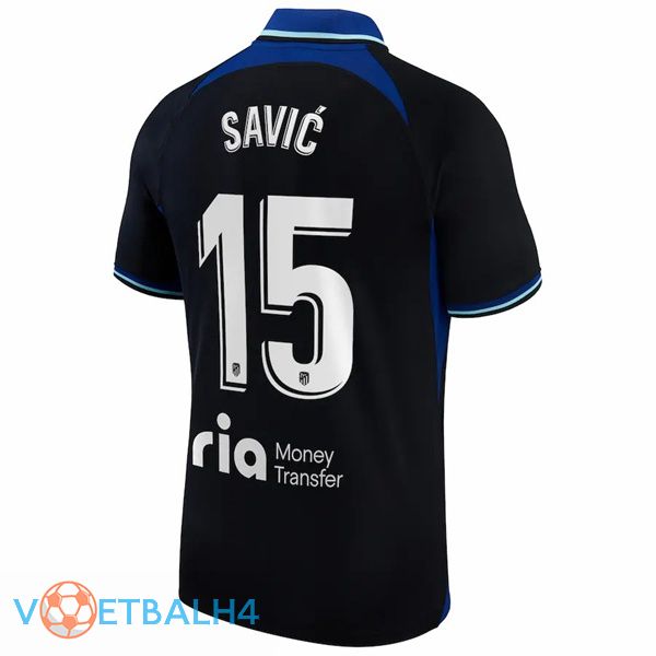 Atletico Madrid (Savic 15) voetbal jersey uit zwart 2022/2023