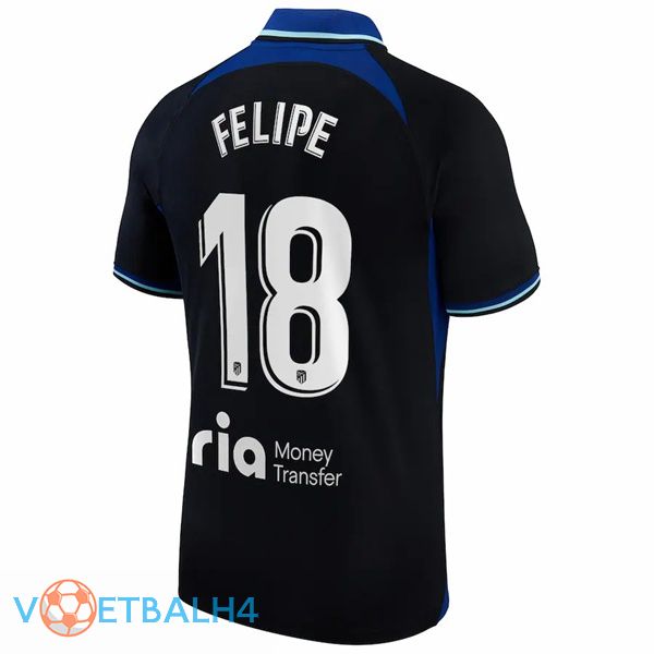 Atletico Madrid (Felipe 18) voetbal jersey uit zwart 2022/2023