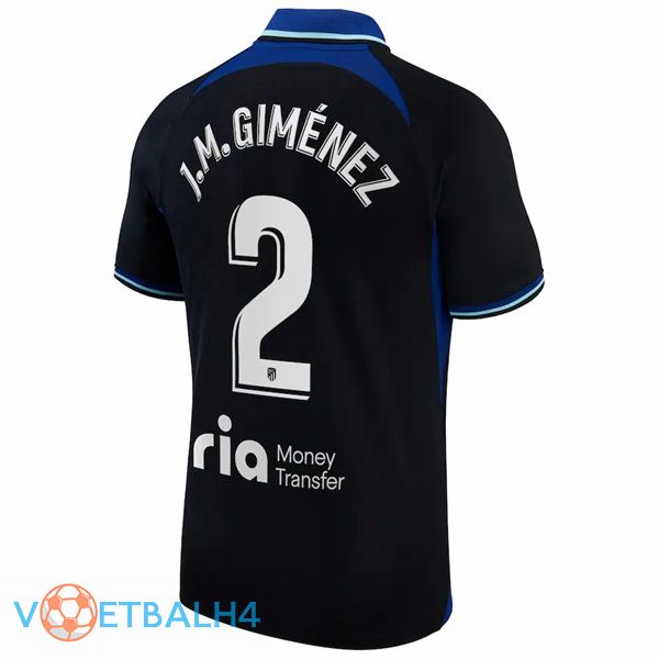 Atletico Madrid (J.M. Giménez 2) voetbal jersey uit zwart 2022/2023