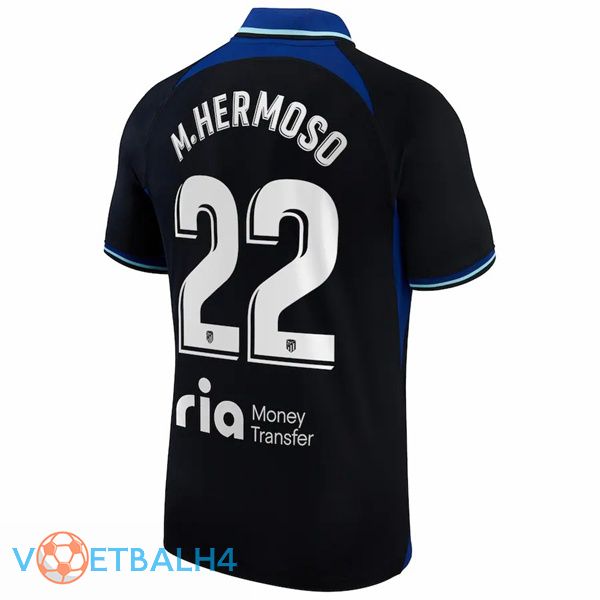 Atletico Madrid (M.Hermoso 22) voetbal jersey uit zwart 2022/2023