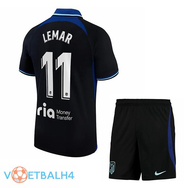 Atletico Madrid (Lemar 11) kinderen voetbal jersey uit zwart 2022/2023