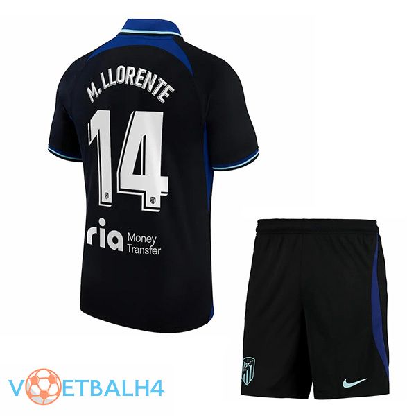 Atletico Madrid (M. Llorente 14) kinderen voetbal jersey uit zwart 2022/2023