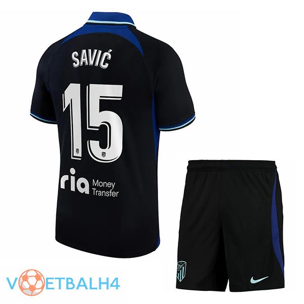 Atletico Madrid (Savic 15) kinderen voetbal jersey uit zwart 2022/2023