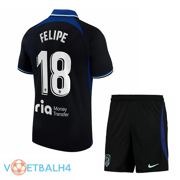 Atletico Madrid (Felipe 18) kinderen voetbal jersey uit zwart 2022/2023