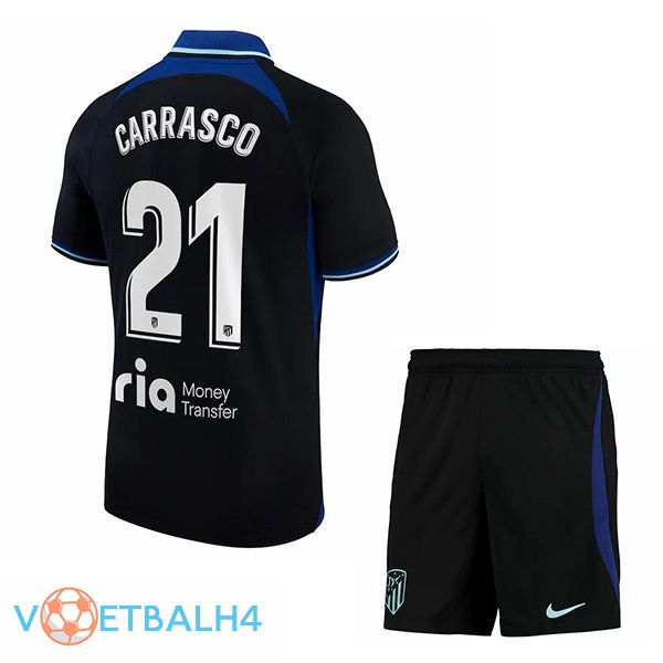 Atletico Madrid (Carrasco 21) kinderen voetbal jersey uit zwart 2022/2023