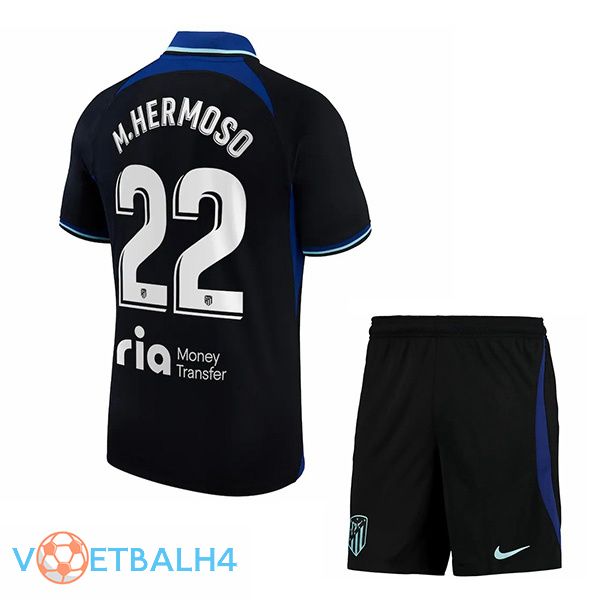 Atletico Madrid (M.Hermoso 22) kinderen voetbal jersey uit zwart 2022/2023