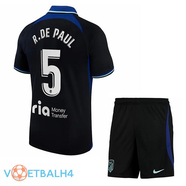 Atletico Madrid (R. De Paul 5) kinderen voetbal jersey uit zwart 2022/2023