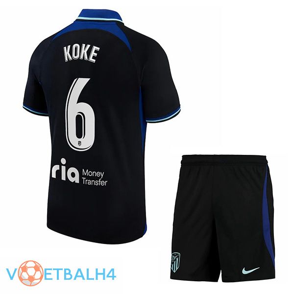 Atletico Madrid (Koke 6) kinderen voetbal jersey uit zwart 2022/2023