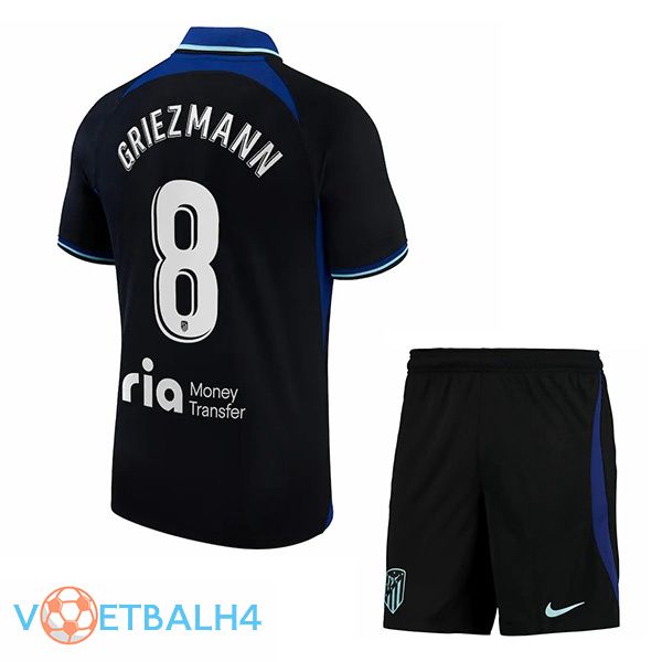 Atletico Madrid (Griezmann 8) kinderen voetbal jersey uit zwart 2022/2023