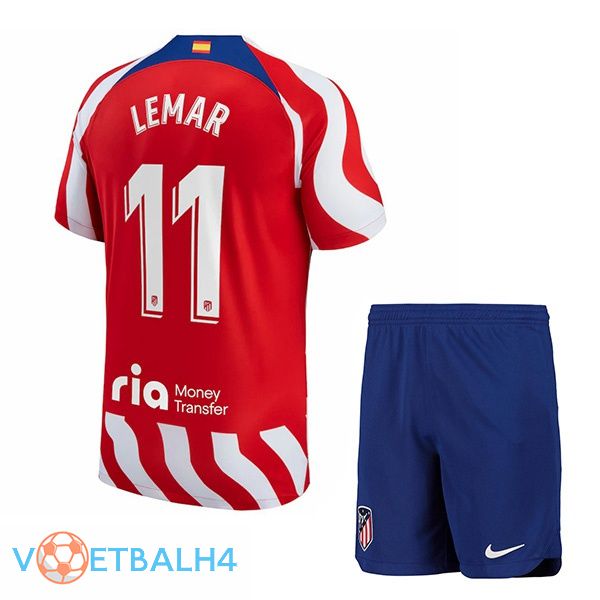 Atletico Madrid (Lemar 11) kinderen voetbal jersey thuis rood 2022/2023