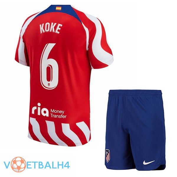 Atletico Madrid (Koke 6) kinderen voetbal jersey thuis rood 2022/2023