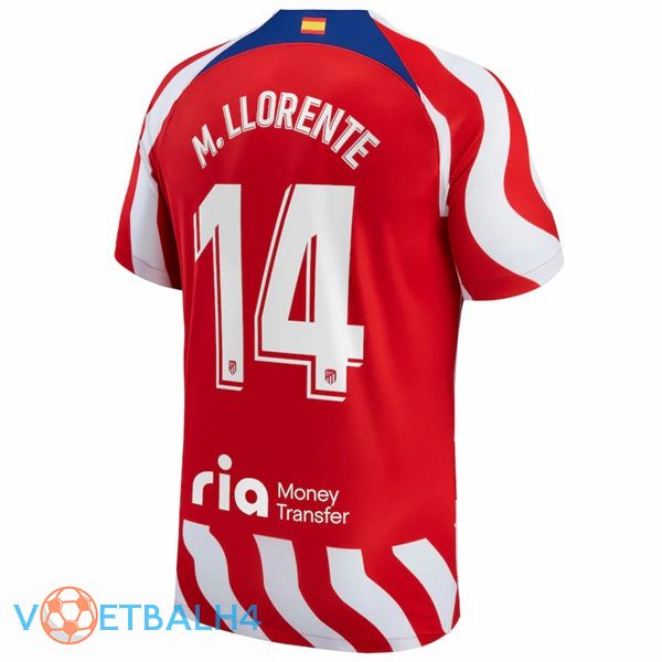 Atletico Madrid (M. Llorente 14) voetbal jersey thuis rood 2022/2023