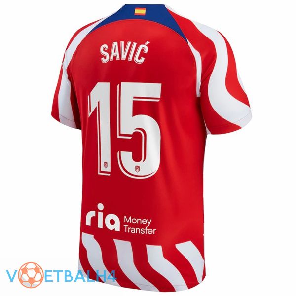 Atletico Madrid (Savic 15) voetbal jersey thuis rood 2022/2023