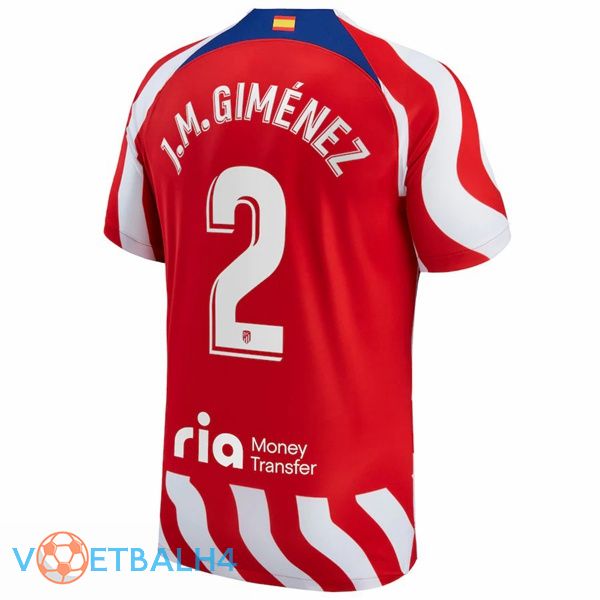 Atletico Madrid (J.M. Giménez 2) voetbal jersey thuis rood 2022/2023