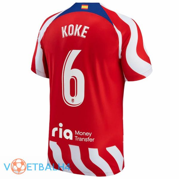 Atletico Madrid (Koke 6) voetbal jersey thuis rood 2022/2023