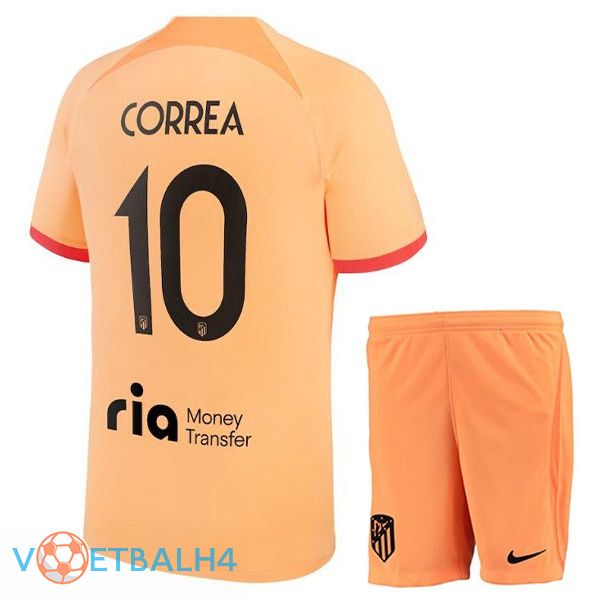 Atletico Madrid (CORREA 10) kinderen voetbal jerseys derde oranje 2022-2023