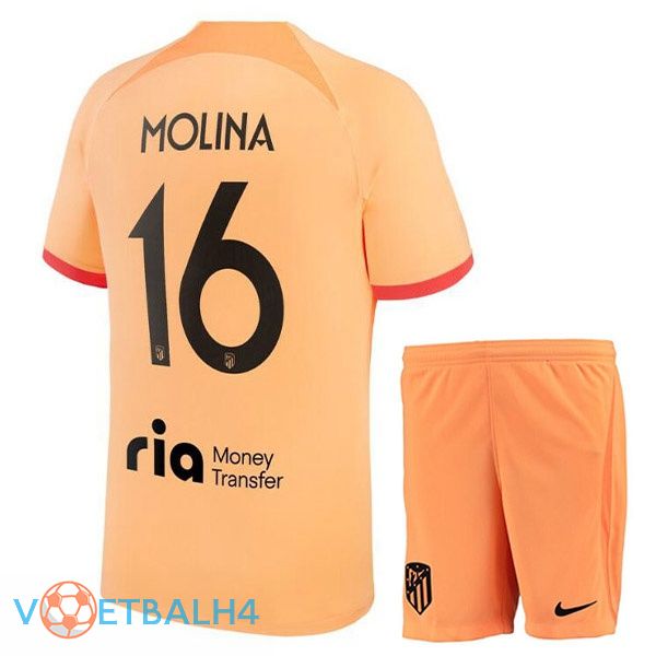 Atletico Madrid (MOLINA 16) kinderen voetbal jerseys derde oranje 2022-2023