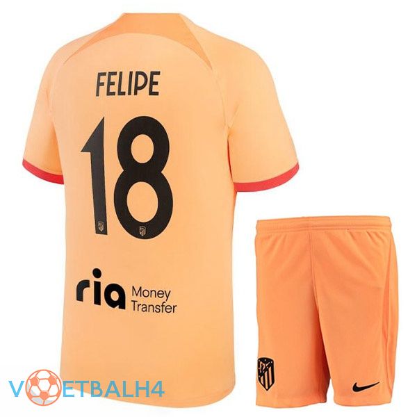 Atletico Madrid (FELIPE 18) kinderen voetbal jerseys derde oranje 2022-2023