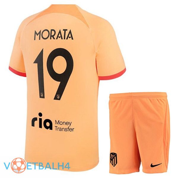 Atletico Madrid (MORATA 19) kinderen voetbal jerseys derde oranje 2022-2023