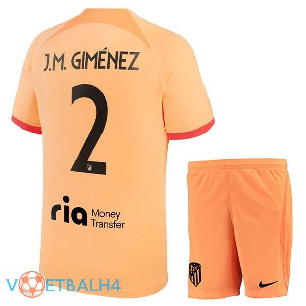 Atletico Madrid (J.M GIMÉNEZ 2) kinderen voetbal jerseys derde oranje 2022-2023