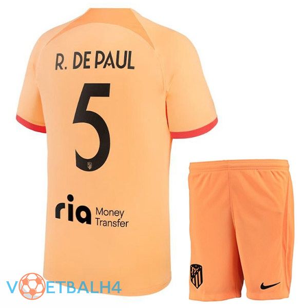 Atletico Madrid (R. De PAUL 5) kinderen voetbal jerseys derde oranje 2022-2023