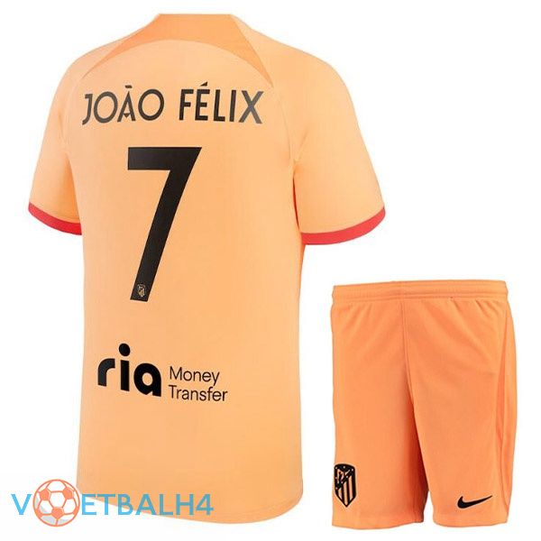 Atletico Madrid (JOÃO FÉLIX 7) kinderen voetbal jerseys derde oranje 2022-2023