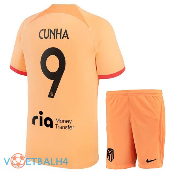 Atletico Madrid (CUNHA 9) kinderen voetbal jerseys derde oranje 2022-2023