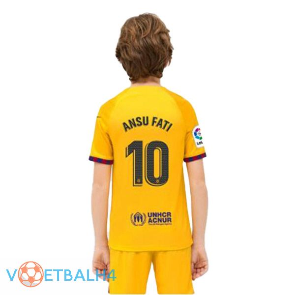 FC Barcelona (ANSU FATI 10) kinderen voetbal jersey vierde geel 2022/2023