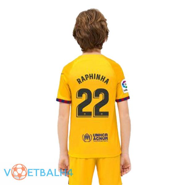 FC Barcelona (RAPHINHA 22) kinderen voetbal jersey vierde geel 2022/2023