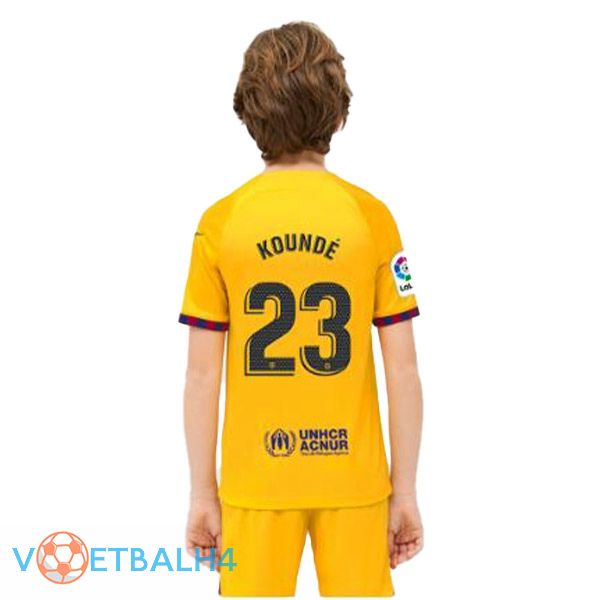 FC Barcelona (KOUNDE 23) kinderen voetbal jersey vierde geel 2022/2023