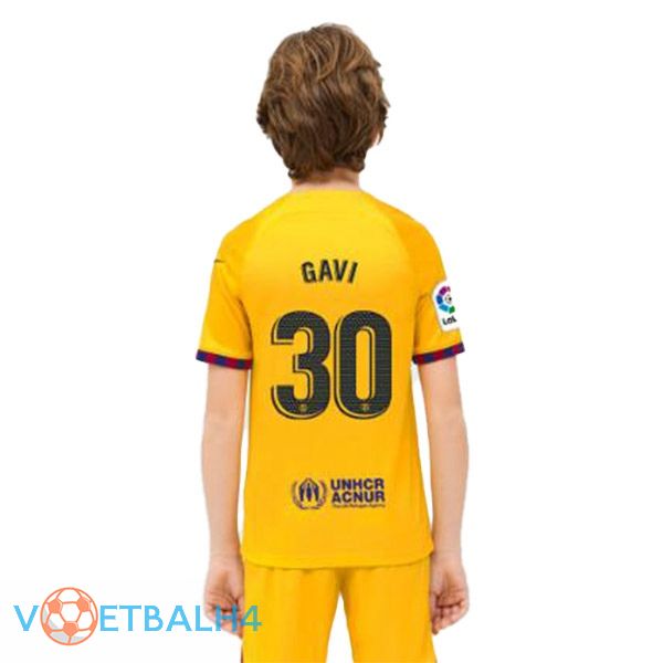 FC Barcelona (GAVI 30) kinderen voetbal jersey vierde geel 2022/2023