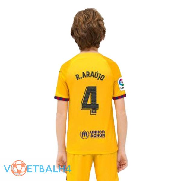 FC Barcelona (R. ARAUJO 4) kinderen voetbal jersey vierde geel 2022/2023