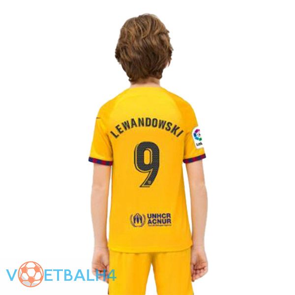 FC Barcelona (LEWANDOWSKI 9) kinderen voetbal jersey vierde geel 2022/2023