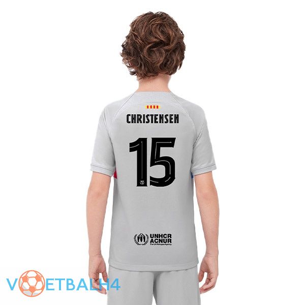 FC Barcelona (CHRISTENSEN 15) kinderen voetbal jerseys derde grijs 2022-2023