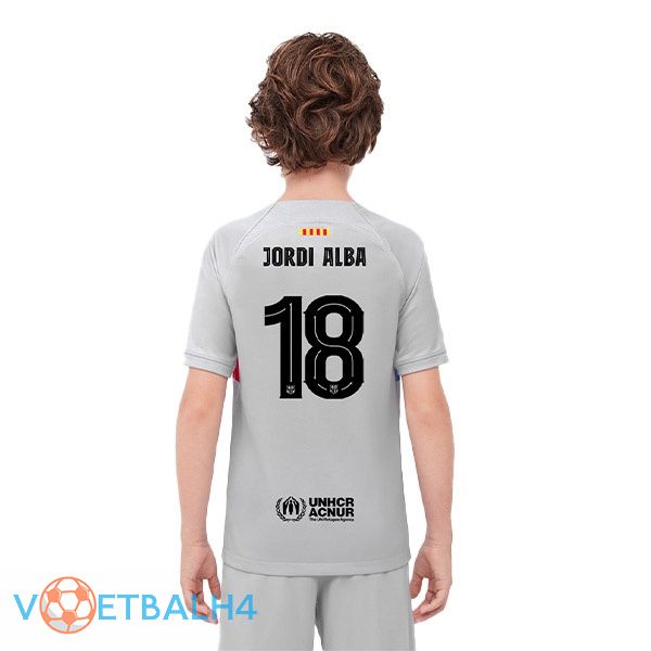 FC Barcelona (JORDI ALBA 18) kinderen voetbal jerseys derde grijs 2022-2023