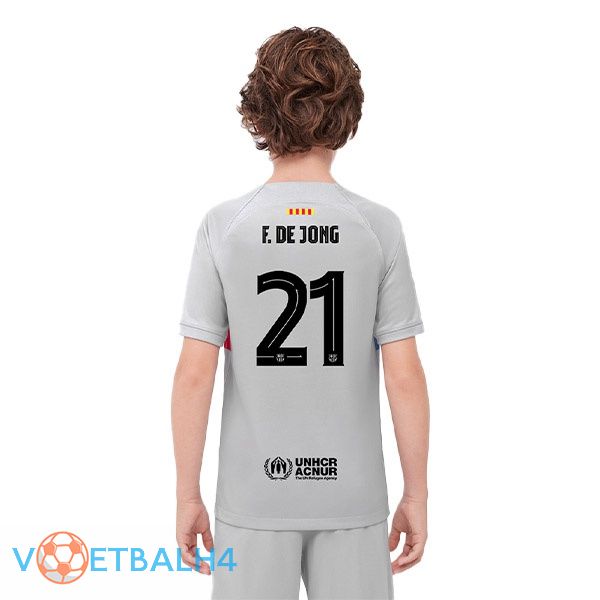 FC Barcelona (F. DE JONG 21) kinderen voetbal jerseys derde grijs 2022-2023