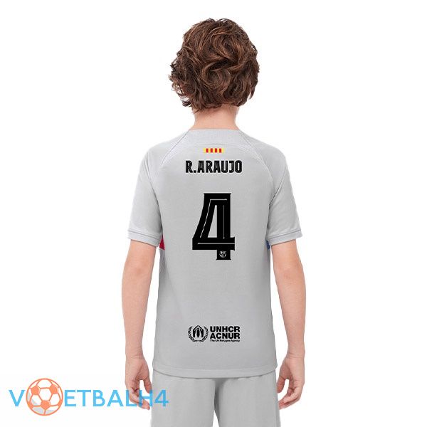 FC Barcelona (R. ARAUJO 4) kinderen voetbal jerseys derde grijs 2022-2023