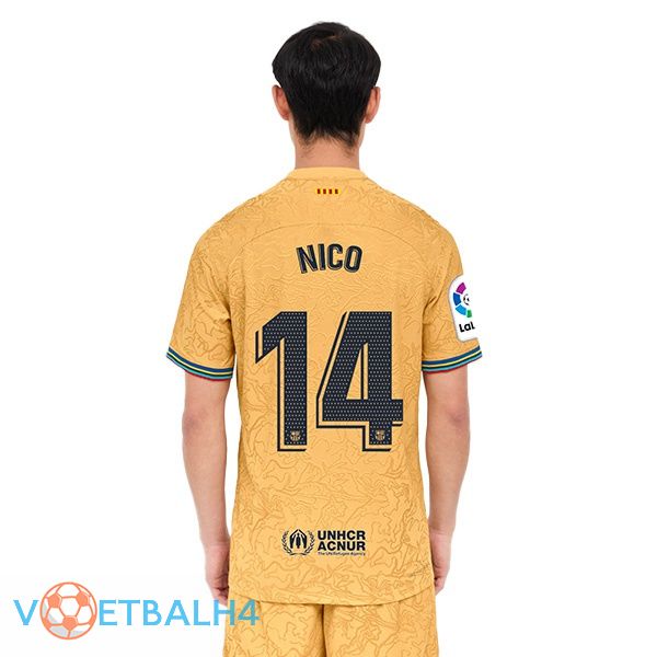 FC Barcelona (Nico 14) voetbal jersey uit geel 2022/2023