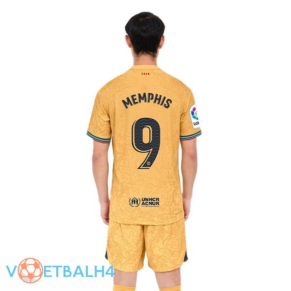 FC Barcelona (Memphis 9) voetbal jersey uit geel 2022/2023