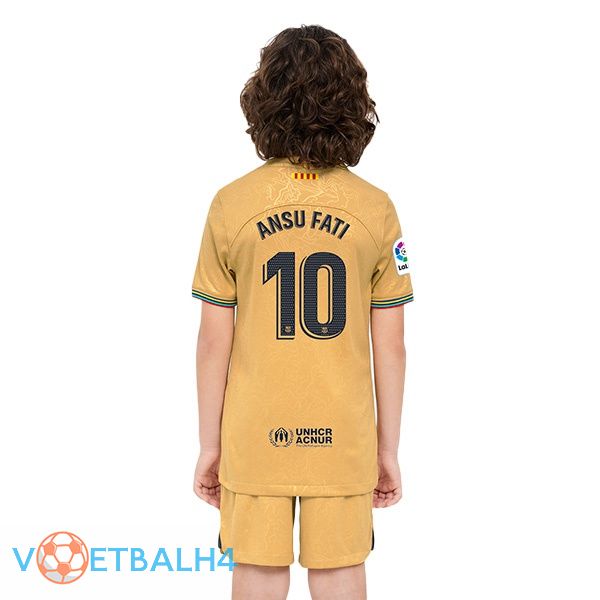 FC Barcelona (Ansu Fati 10) kinderen voetbal jersey uit geel 2022/2023