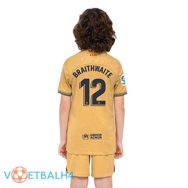 FC Barcelona (Martin Braithwaite 12) kinderen voetbal jersey uit geel 2022/2023